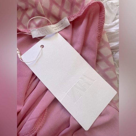 Zara Tulle Maxi Slip Dress geometric print size medium - Picture 13 of 14